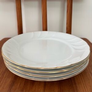 New! Set of 4 Mikasa White Wedding Band Salad Plates 8in Fine China
